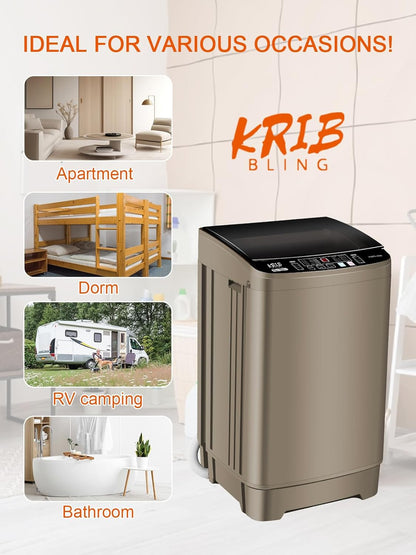 17.7 lbs Portable Washer Drain Pump, Full Automatic Washing Machine with LED Display, 10 Programs &
