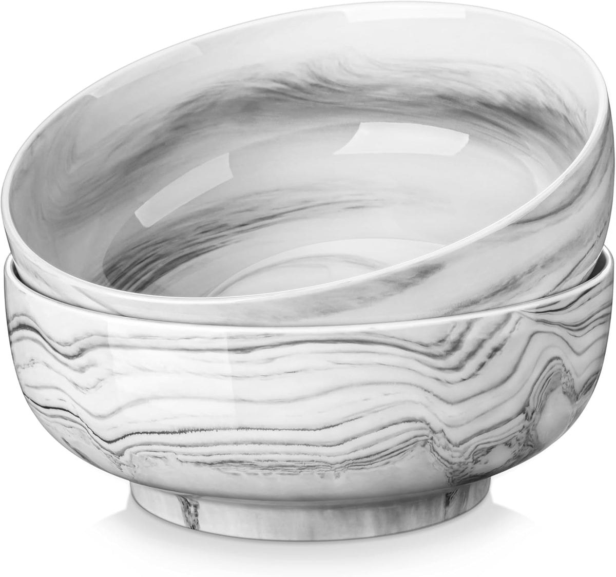 MALACASA Salad Bowls, 114 OZ(10") Extra Large Serving Bowls Set of 2, Porcelain Marble Grey Bowls