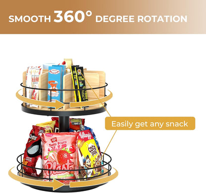 Snack Organizer - Versatile Snack Storage 2 Tier Lazy Susan with Convenient Grab-and-Go Design