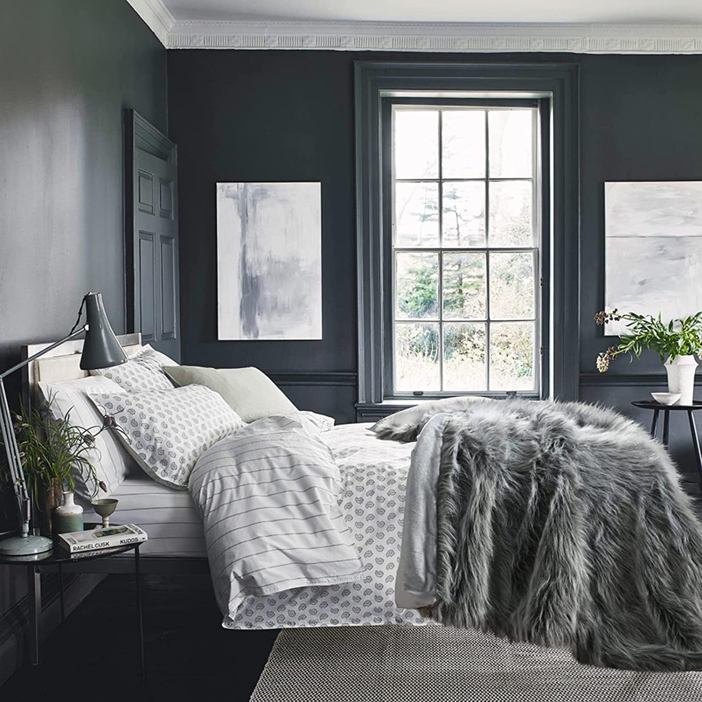 Luxury Faux Fur Blanket King Size, Ultra Big Grey and Black High Pile Mixed Faux Fur Throw Blanket