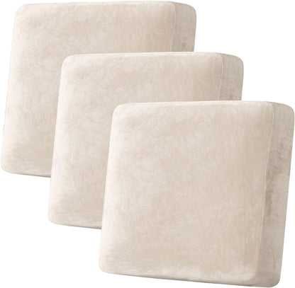 H.VERSAILTEX Velvet Stretch Couch Cushion Cover Plush Cushion Slipcover for Chair Loveseat Sofa
