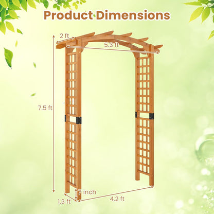 Giantex 7.5FT Wood Garden Arbor Trellis, Wooden Wedding Arch for Ceremony Party, Outdoor Archway