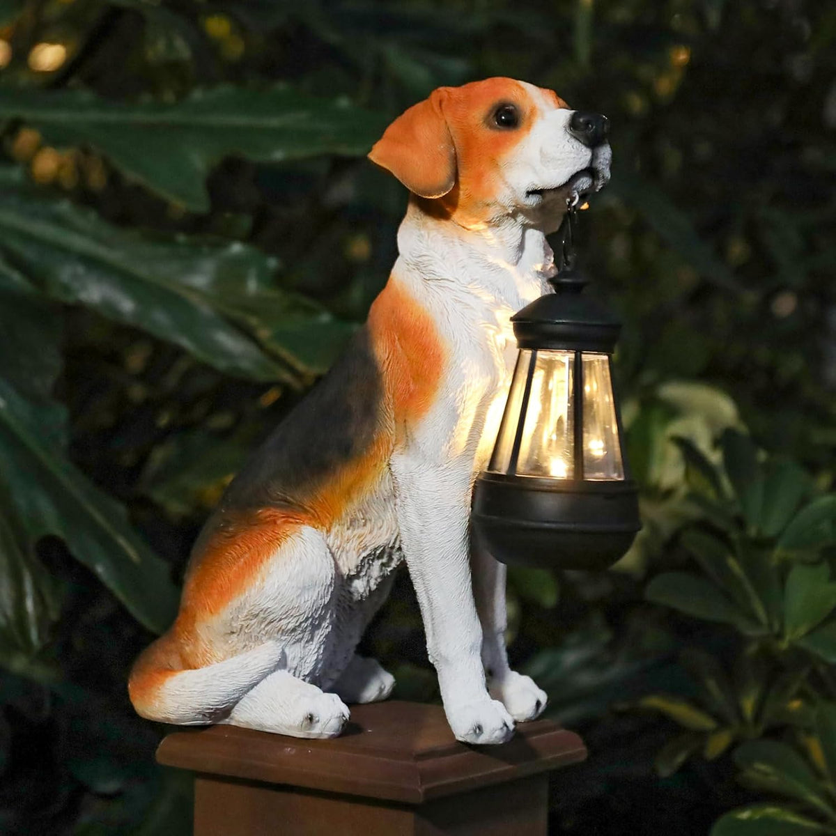 Solar Dog Statue Outdoor Decor - Beagle Dog Statue With Solar Lights for Patio, Lawn & Garden