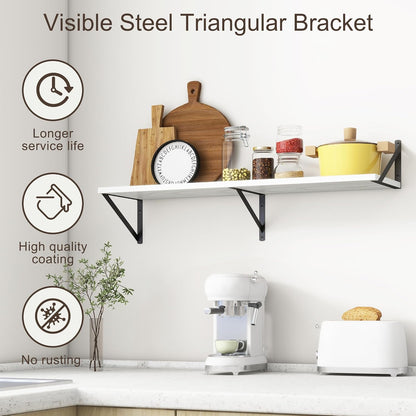 36"W x 10"D Floating Shelves, 10 Inch Deep White Floating Shelves, Farmhouse Rustic Deep Wall