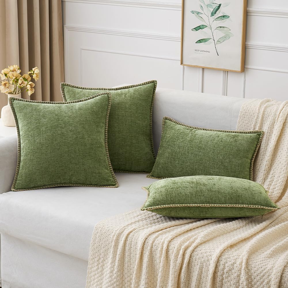 MIULEE Pack of 2 Fall Couch Throw Pillow Covers 18x18 Inch Sage Green Farmhouse Decorative Pillow
