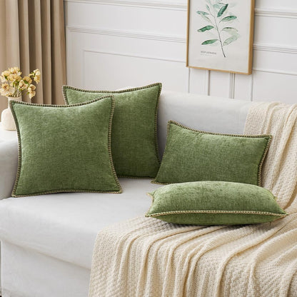 MIULEE Pack of 2 Couch Throw Pillow Covers 12x20 Inch Sage Green Farmhouse Decorative Pillow Covers