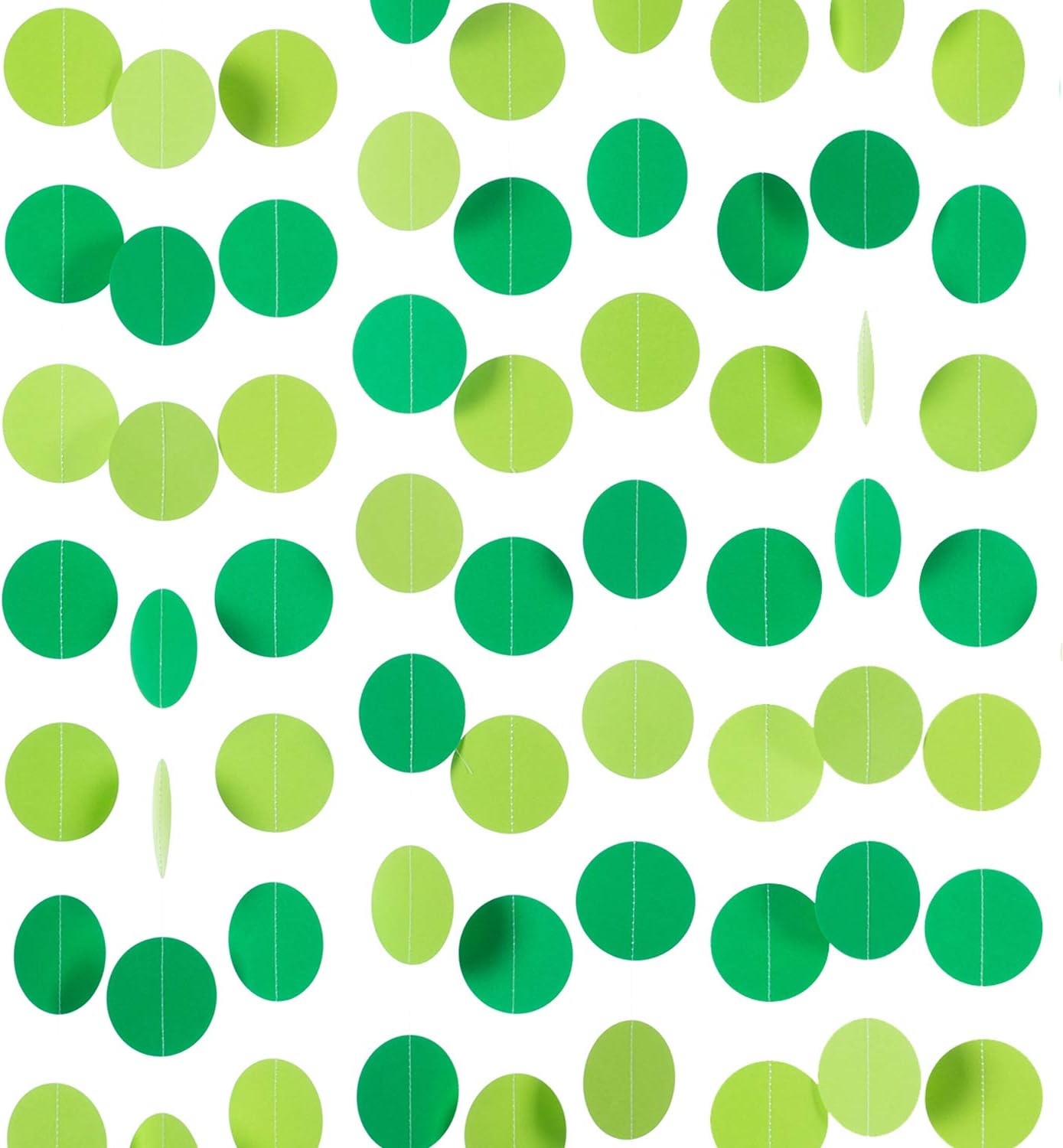 WEVEN Green Paper Garland Circle Dot Party Banner Streamer Backdrop Hanging Decorations, 2.5" in