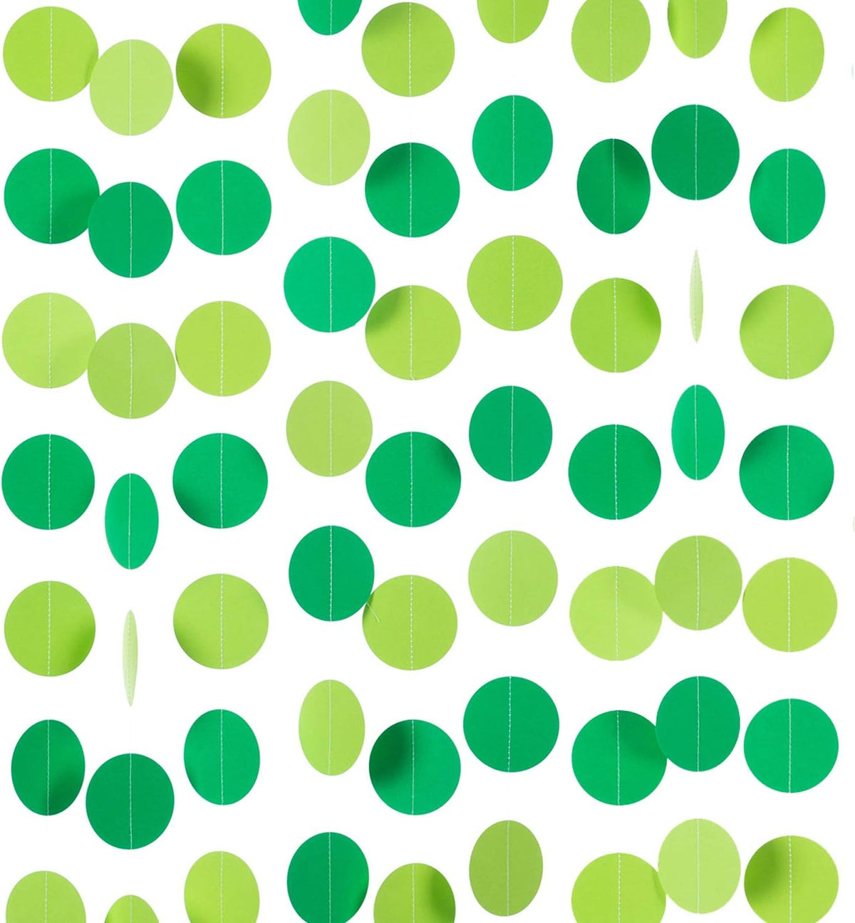 WEVEN Green Paper Garland Circle Dot Party Banner Streamer Backdrop Hanging Decorations, 2.5" in