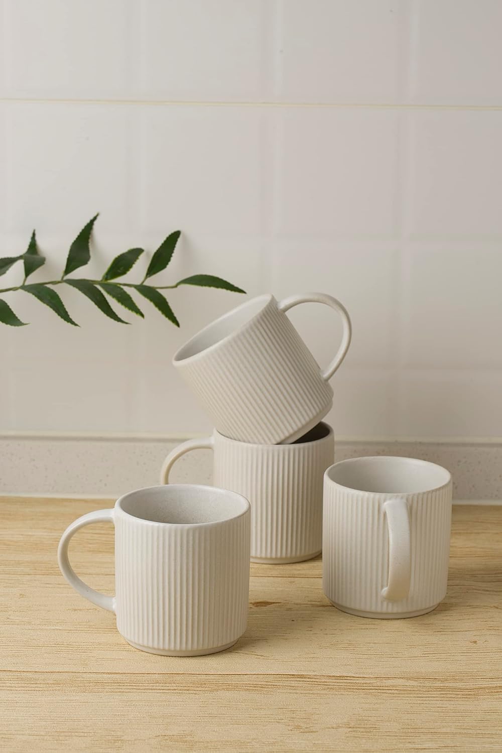 famiware Coffee Mug Set for 4, Star 12 oz Catering Mugs Cup Set with Handle for Coffee, Tea, Cocoa