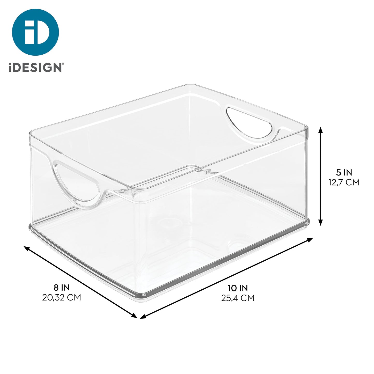 iDesign Plastic Stackable Kitchen Cabinet Storage Bin, Clear