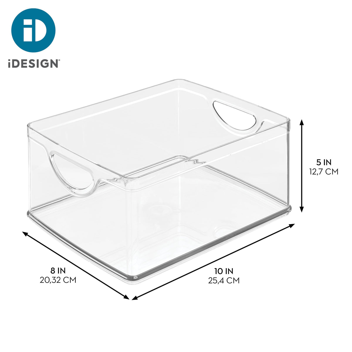 iDesign Plastic Stackable Kitchen Cabinet Storage Bin, Clear