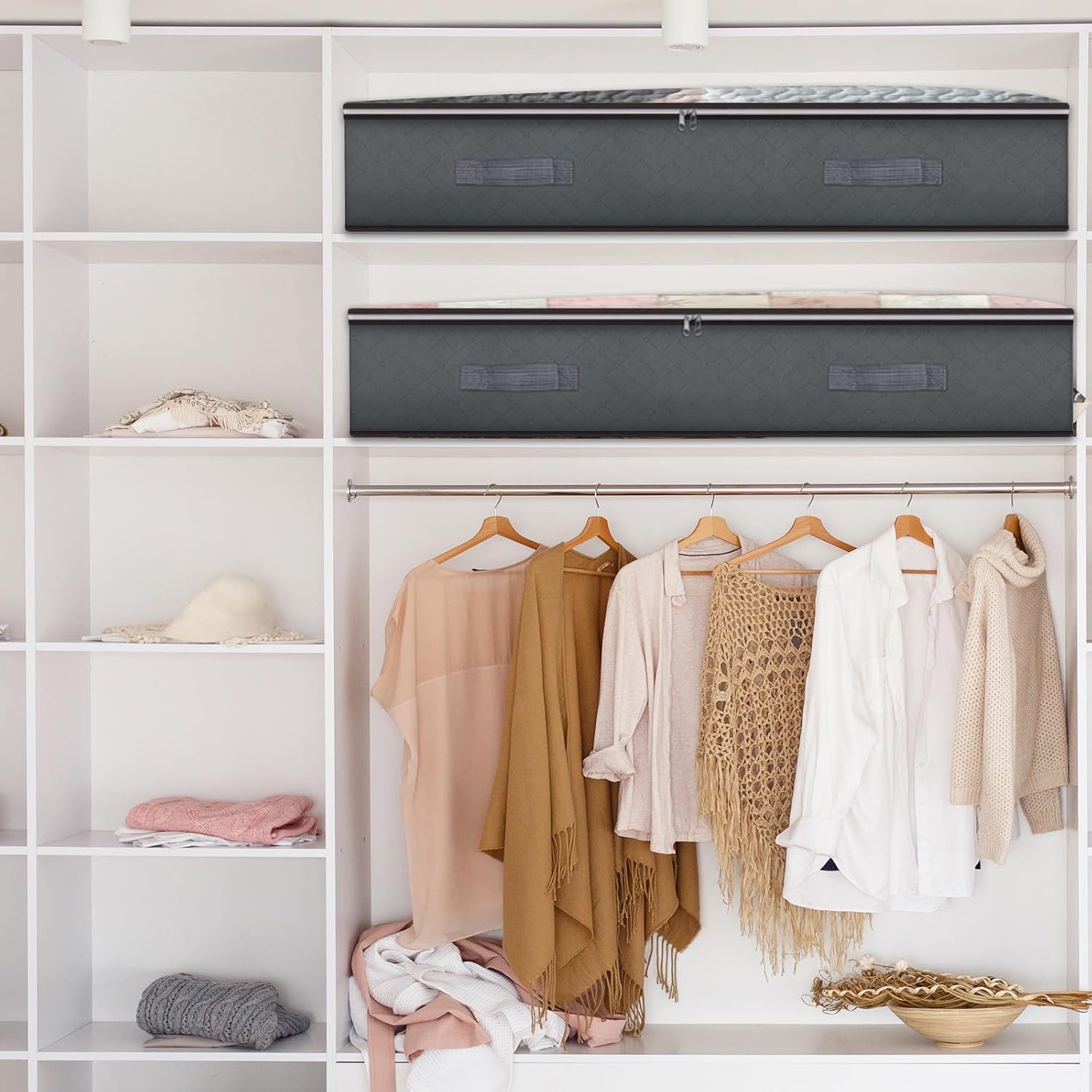 8 Pack Under Bed Storage Containers, 90L Collapsible Closet Organizers and Storage Bins, Underbed
