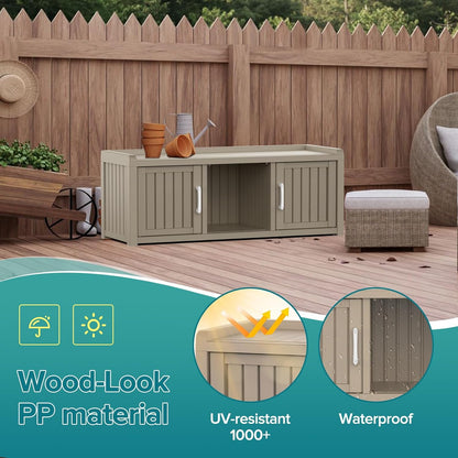 ROJIK Shoe Cabinet Waterproof UV-Resistant,Storage Bench Indoor Outdoor with Adjustable Shelves,for