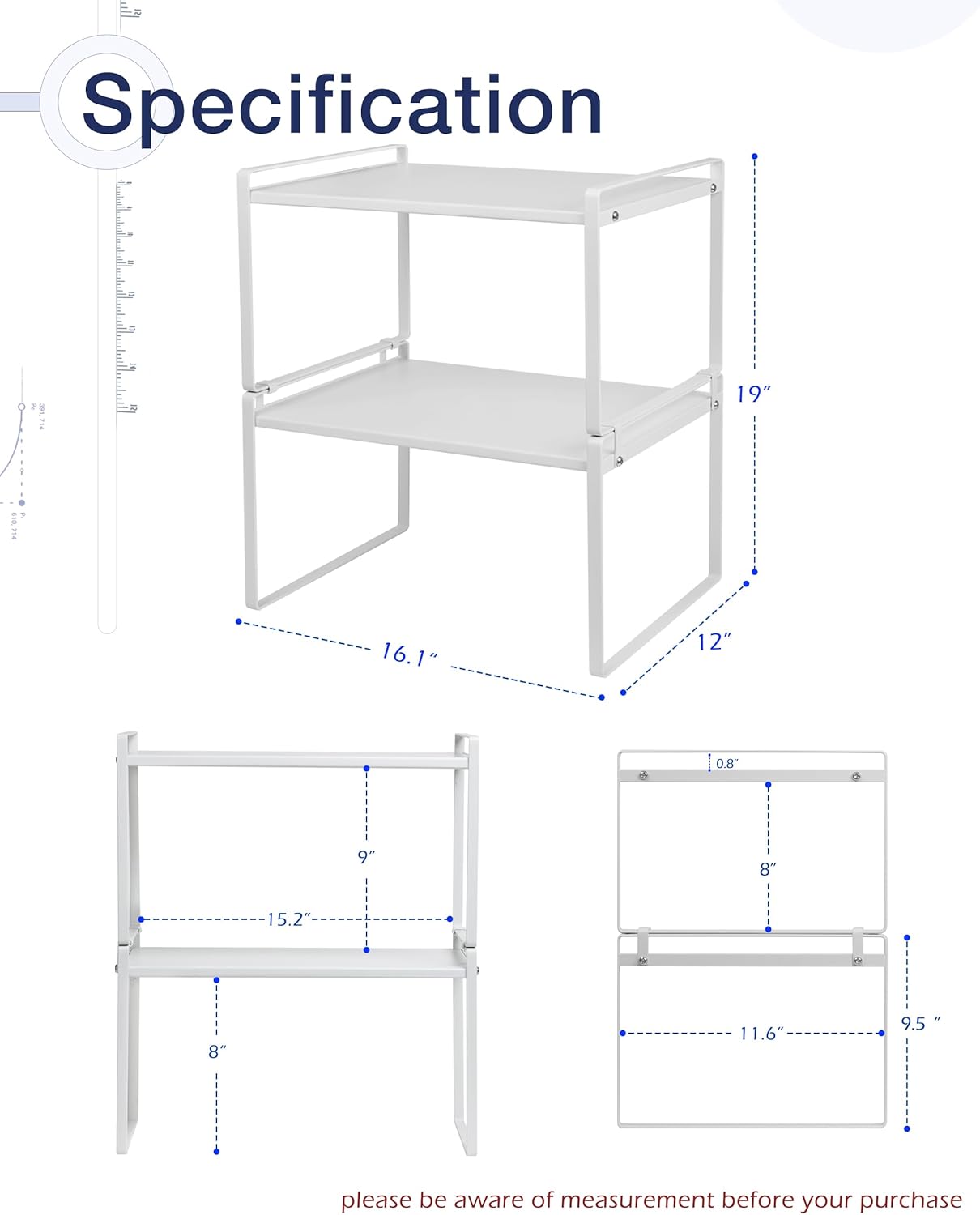 Nxconsu 2Pack Cabinet Shelves Stackable Shelf Organizer Rack Riser for Kitchen Cabinet Pantry