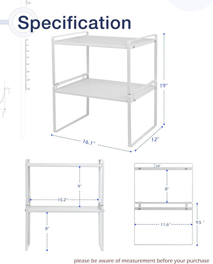 Nxconsu 2Pack Cabinet Shelves Stackable Shelf Organizer Rack Riser for Kitchen Cabinet Pantry