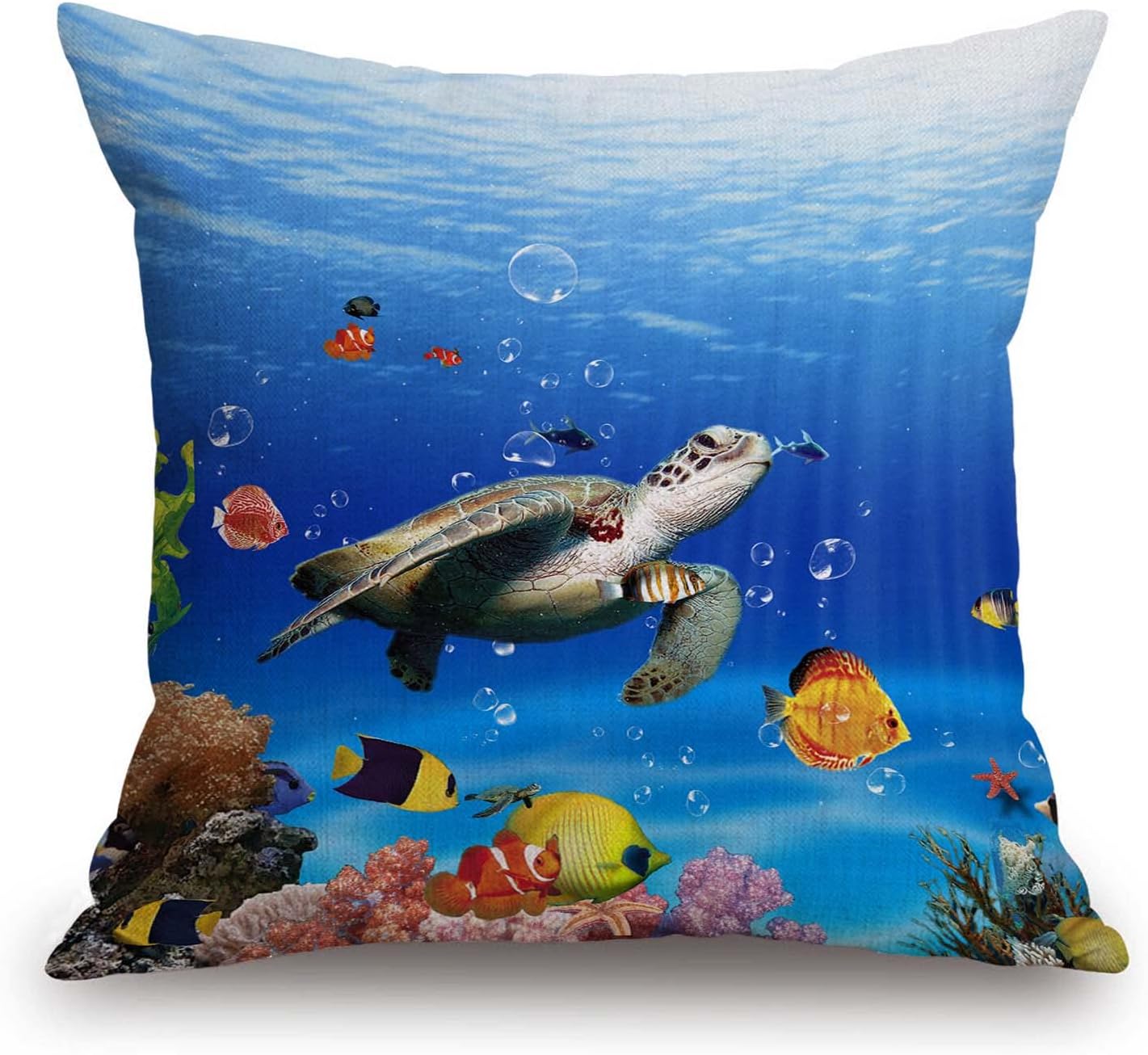 TSSOHU Ocean Underwater Marine Life Outdoor Throw Pillow Cover Sea World Animals Tropical Fish with