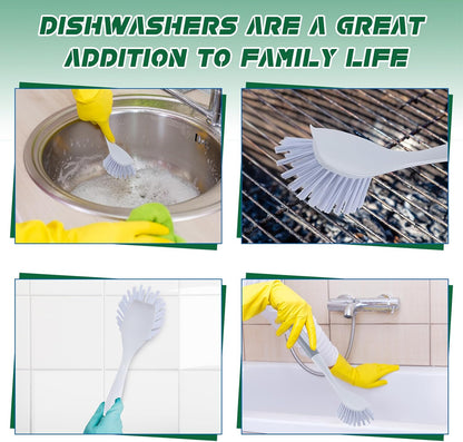 Hsei 20 Pcs Gray Kitchen Scrub Dish Brush Bulk with 11 Inch Handle Cleaning Dish Scrubber with