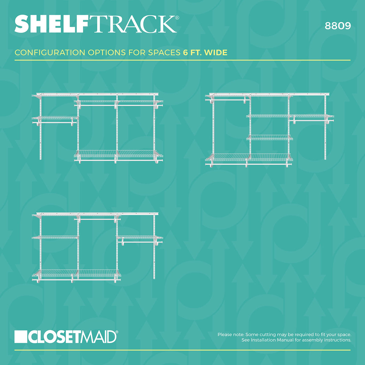ClosetMaid ShelfTrack Wire Closet Organizer System, Adjustable from 5 to 8 Ft., with Shelves