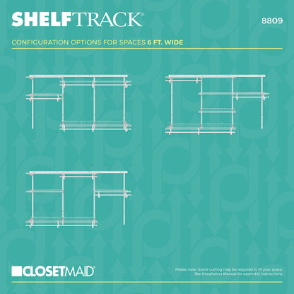 ClosetMaid ShelfTrack Wire Closet Organizer System, Adjustable from 5 to 8 Ft., with Shelves