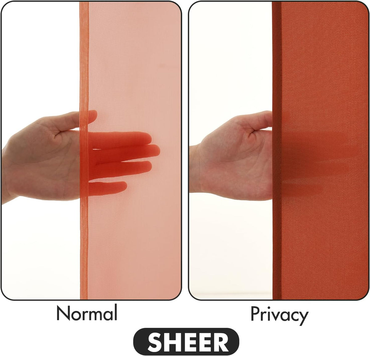 MIULEE Burnt Orange Privacy Sheer Curtains That Let Light in 96 Inches Long Non-See-Through Semi