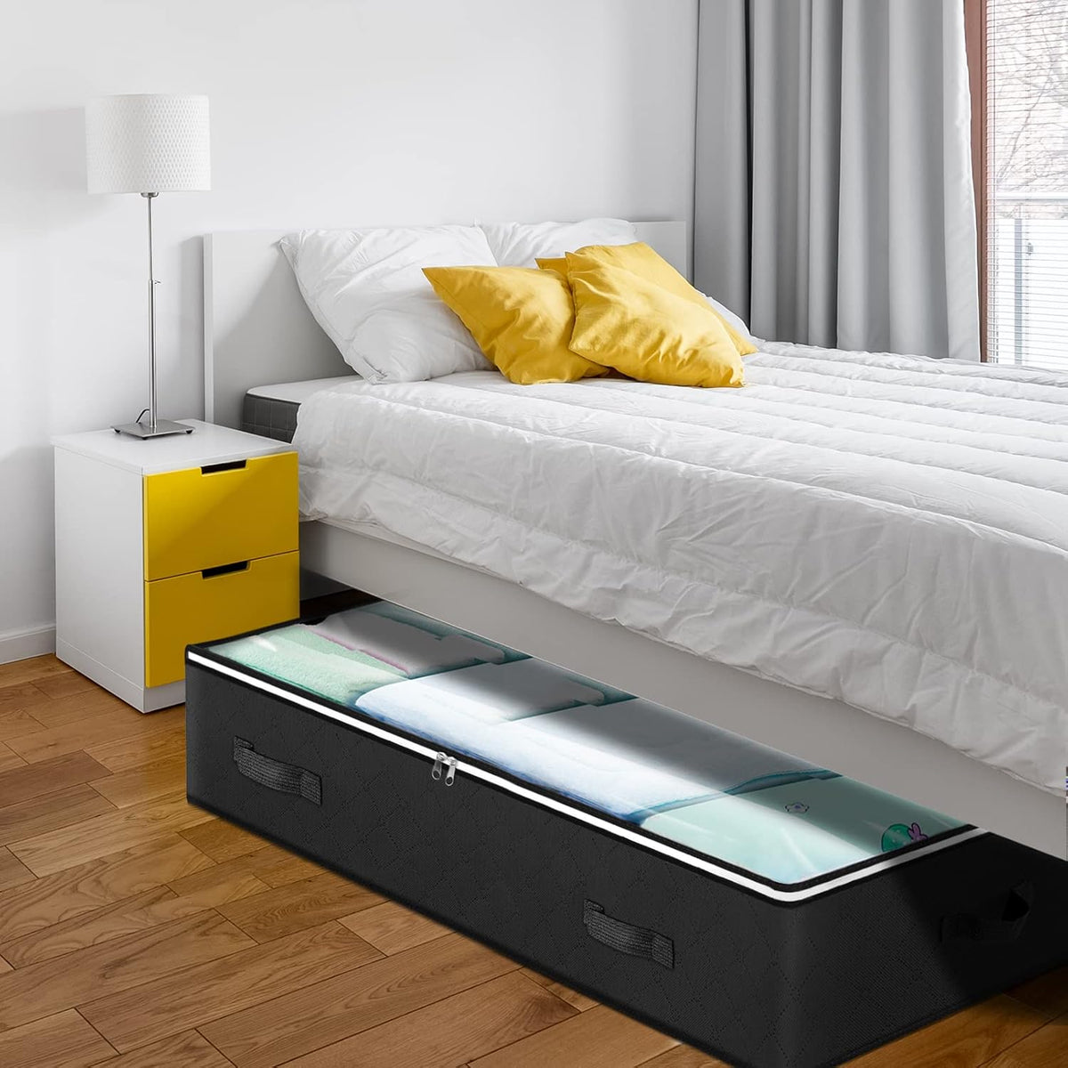 Budding Joy 90L Under Bed Storage Containers, Closet Organizers and Storage Bins, Foldable Underbed