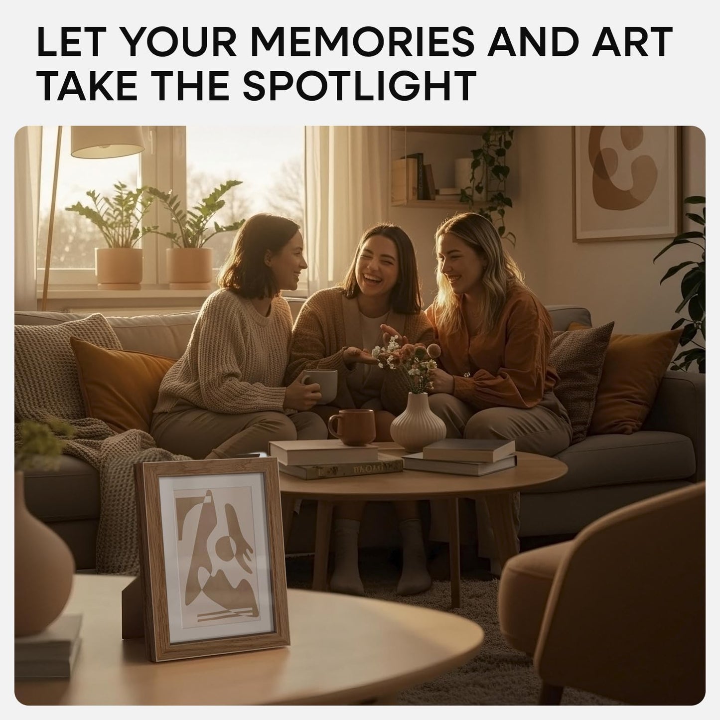 Homeforia 4x6 Picture Frame Wood, High End Natural Oak 4x6 Light Wooden Frames with Mat 3x5 for