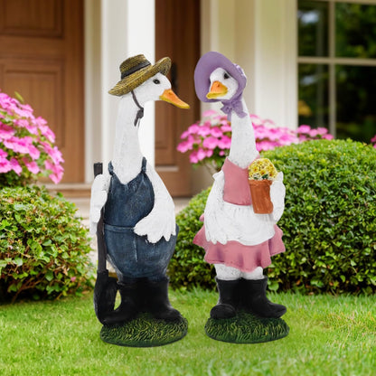 Porch Goose Statue Outfits Large Garden Sculpture Cement Home Outdoor Decorations Lawn Resin Big