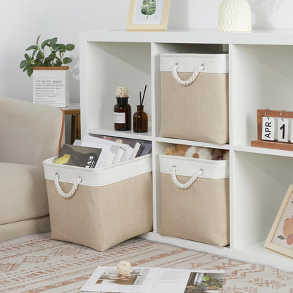 Bidtakay Large Storage Baskets for Organizing Fabric Closet Organizers Storage Bins with Handles