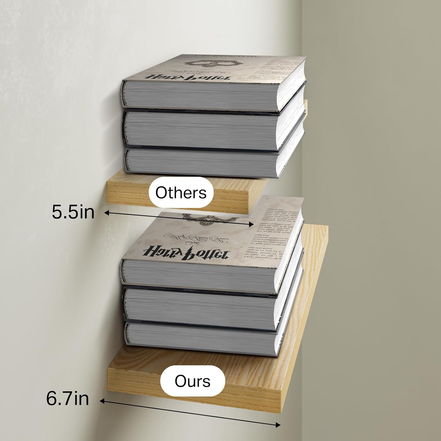 BAYKA Floating Shelves for Wall, 22.5 inches Wall Mounted Rustic Wood Shelves for Bathroom