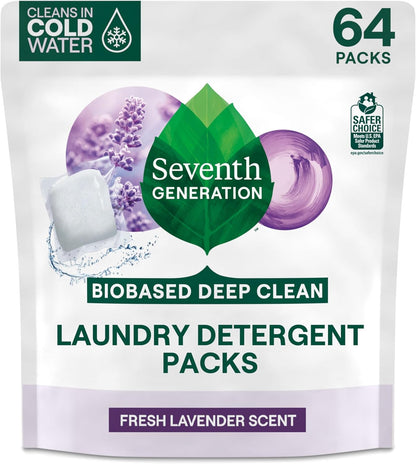 Seventh Generation Laundry Detergent Packs, Lavender, Biobased Deep Clean, EPA Safer Choice