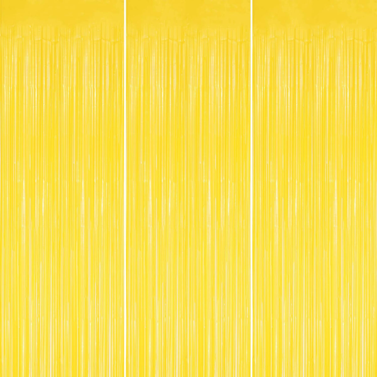 3 Pack Foil Fringe Backdrop - Pastel Yellow Shiny Tinsel Curtains for Party Decoration/Photo Booth