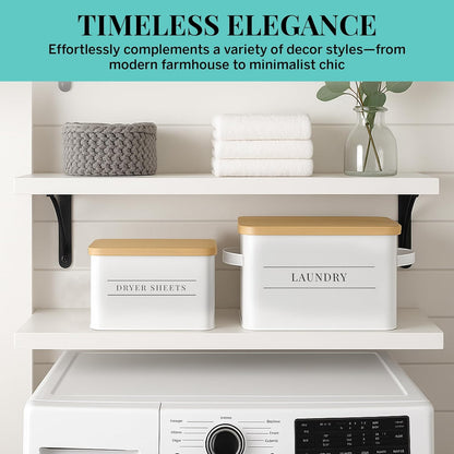 Metal Dryer Sheet Holder with Lid – Set of 2 Storage Bins for Laundry Room Organization & Home
