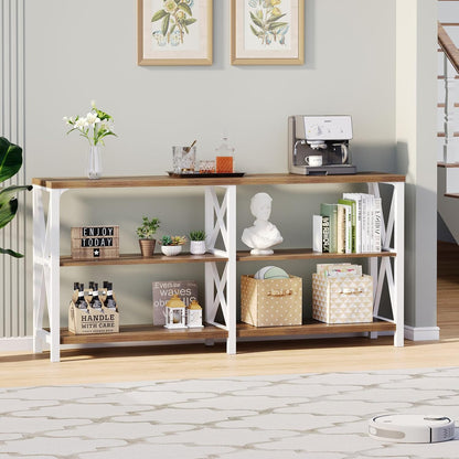LVB Industrial Entryway Table, Farmhouse Rustic Console Table Behind Couch, Long Metal Sofa Table