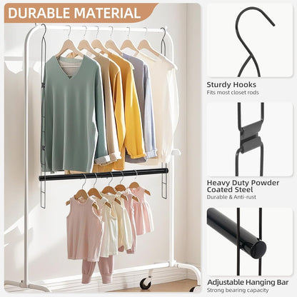 STORAGE MANIAC Hanging Closet Rod, Adjustable Width and Height Closet Hanging Organizer