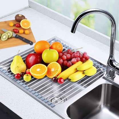 Searik Roll up Dish Drying Rack, Over The Sink Rolling Dish Drainer Rack Multipurpose Foldable