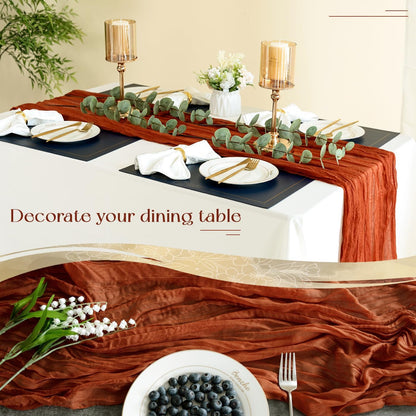 Sioloc Terracotta Table Cloth Cheesecloth Table Runner 10ft Rustic for Tea Wedding Party Baby