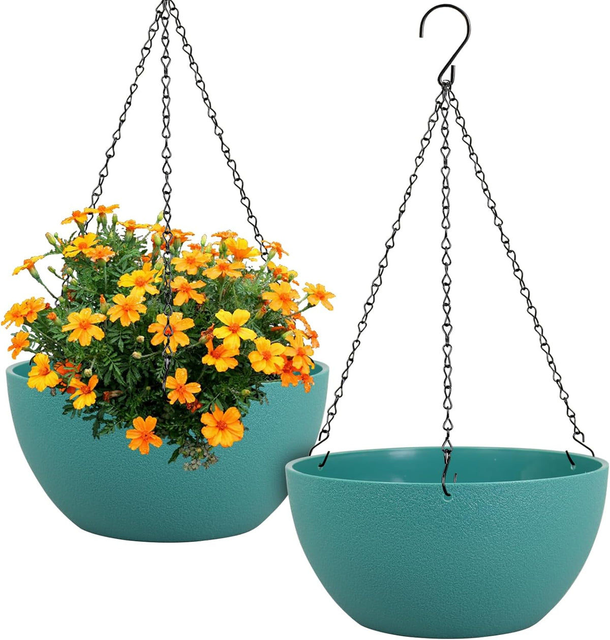 12 inch Large Hanging Planters for Indoor Outdoor Plants, 2 Pack Hanging Flower Plant Pots with