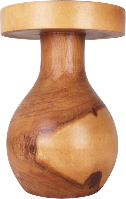 Rutledge & King Creston Wood End Table - Small Round Side Table - Suar Wood Side Table - Round