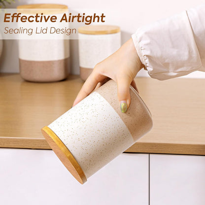 Yangbaga Canister Sets for Kitchen Counter, 80/40/20 OZ Large Ceramic Food Storage Jars with