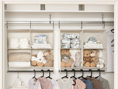 StorageWorks Hanging Closet Organizer with Rod, 4 Sections, 2 Tiers, White