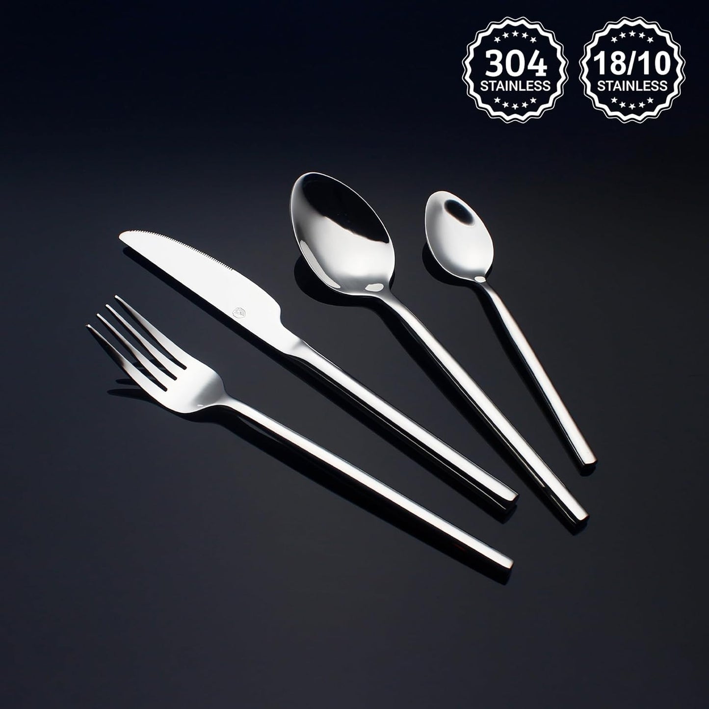 24 Piece Silverware Set For 6 Heavy duty 18/10 Stainless Steel Flatware Set Modern Design