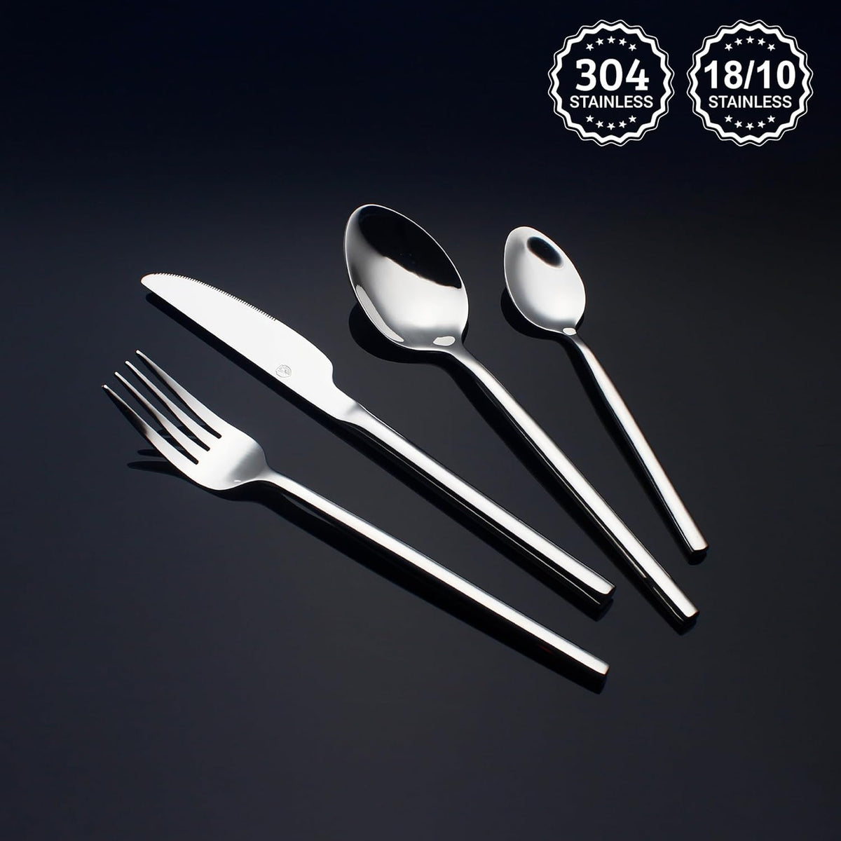 24 Piece Silverware Set For 6 Heavy duty 18/10 Stainless Steel Flatware Set Modern Design
