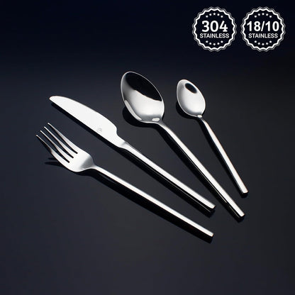 24 Piece Silverware Set For 6 Heavy duty 18/10 Stainless Steel Flatware Set Modern Design