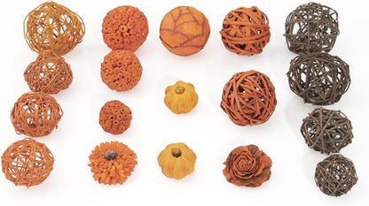 ANDALUCA Orange Decorative Vase Filler Bag with Mini Pumpkins, Orbs, Balls & Flowers Bowl Filler