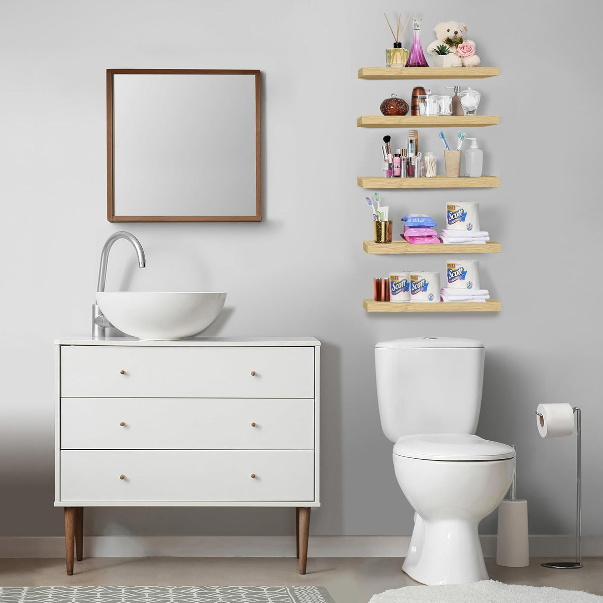 Sorbus Floating Shelves for Wall, Bathroom Shelves Wall Mounted for Kitchen, Bedroom, Living Room