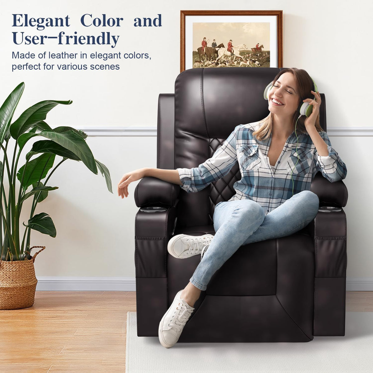 Recliner Chairs for Adults, FSC Certified Massage Rocker with Heated Modern Ergonomic Lounge 360