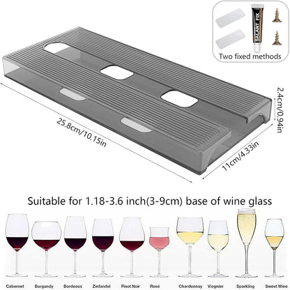 2 Pcs Wine Glass Holder,Stemware Rack Punch-free Hanging Under Cabinet for Bar,Kitchen and