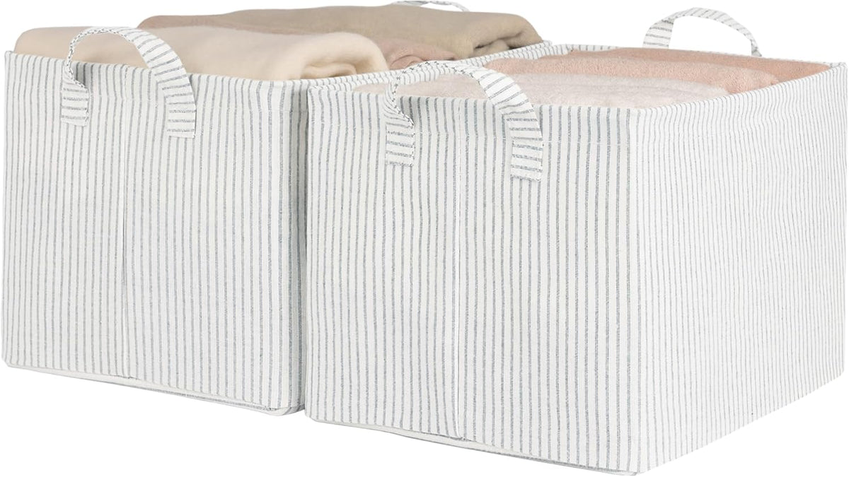 StorageWorks Storage Bins, Fabric Storage Bins for Shelves, Large Storage Baskets with Metal Frame