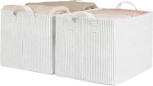 StorageWorks Storage Bins, Fabric Storage Bins for Shelves, Large Storage Baskets with Metal Frame