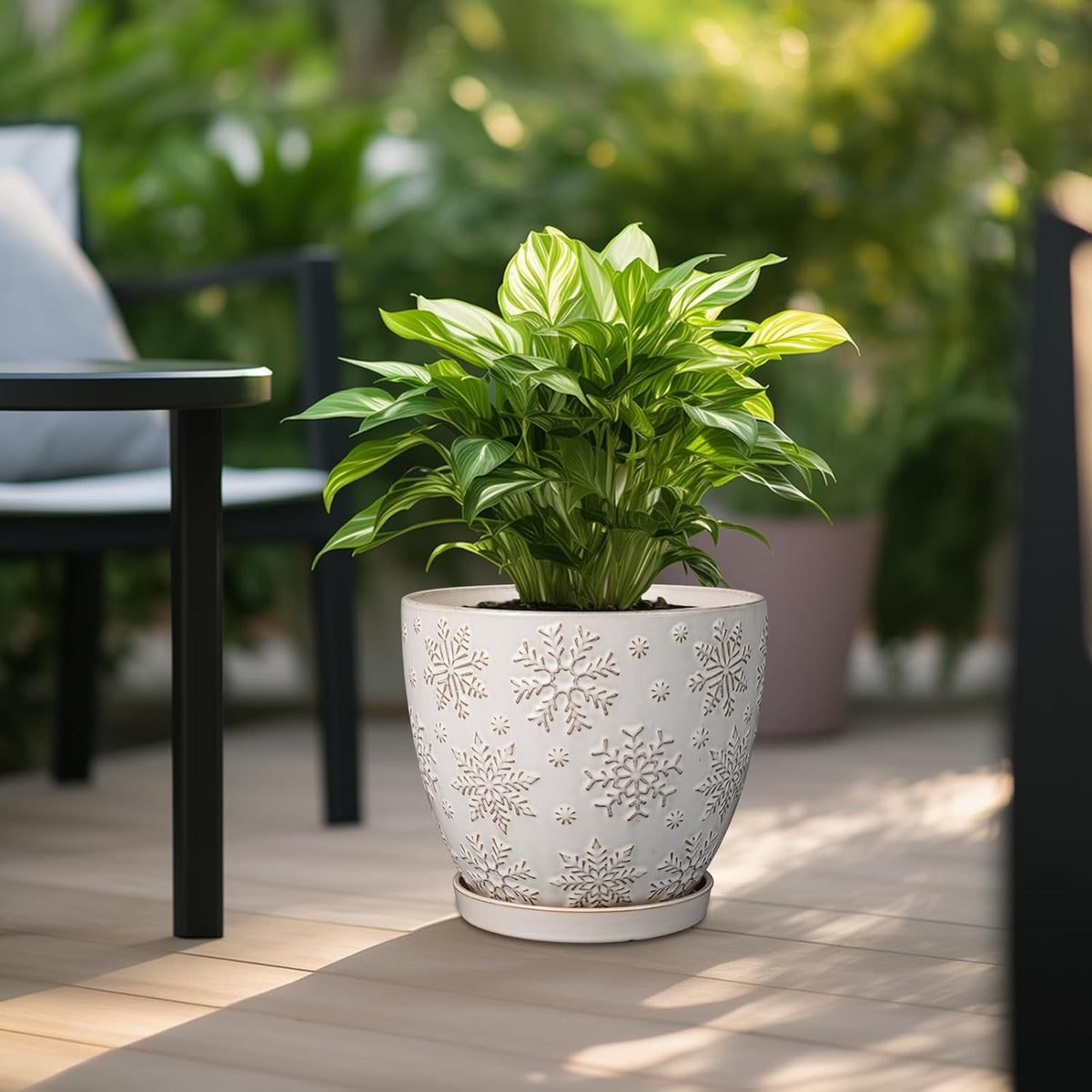 10 Inch Ceramic Planter Pot Large Plant Pot for Indoor Plants Outdoor Round Flower Pot with